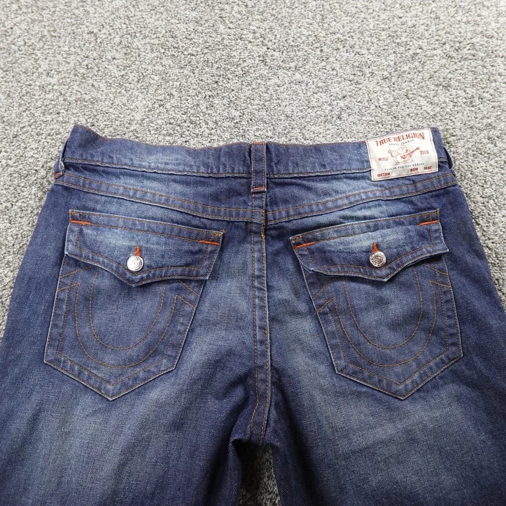 True Religion Jeans Mens 40X26 Dark Blue Denim Pants Ricky Relaxed Straight Fade